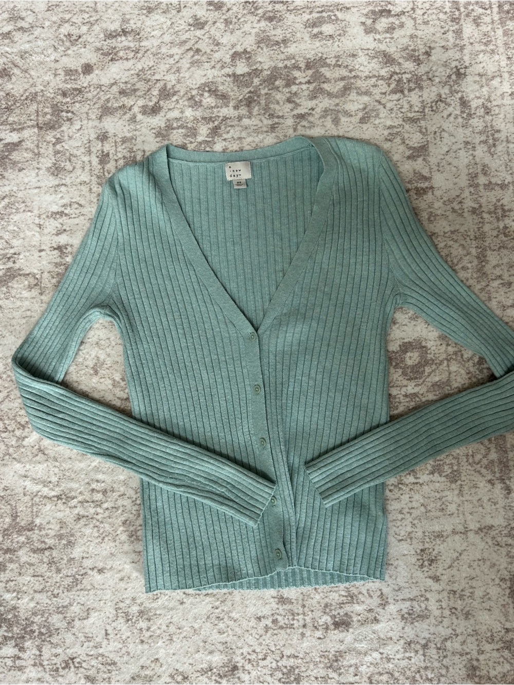 a new day Seafoam Ribbed V-Neck Button Cardigan